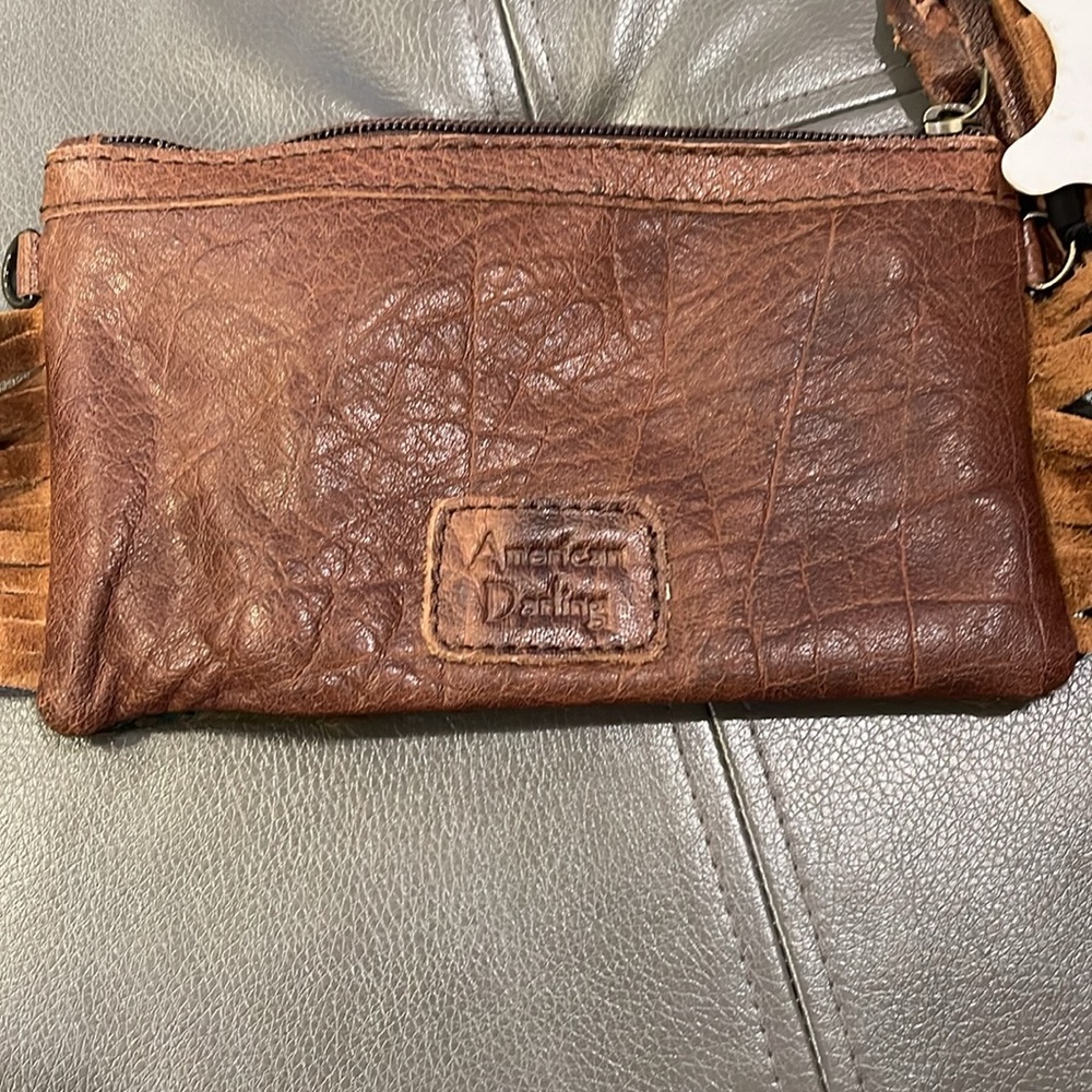 โค๏ธโค๏ธAmerican Darling Brown Turquoise Crossbody Cowhide Leather Hair-onโค๏ธโค๏ธ NWT - Picture 2 of 5